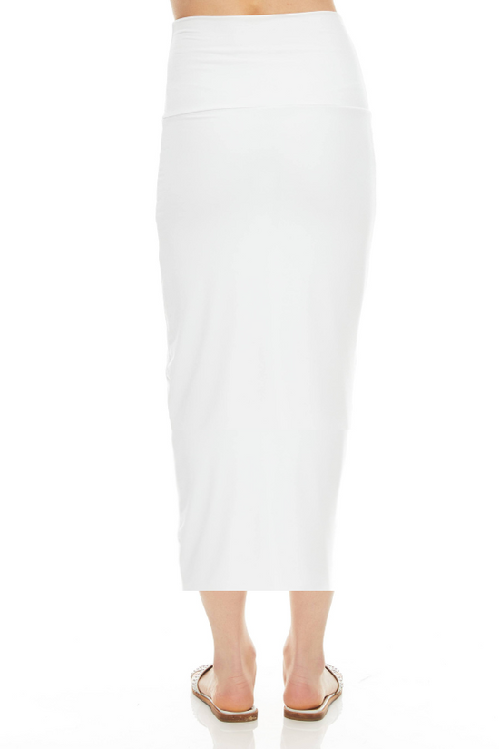 MODAL MIDI SLIM SKIRT (WHITE)
