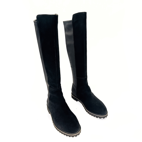 Susan Tall Lug Sole Boots (BLACK SUADE)