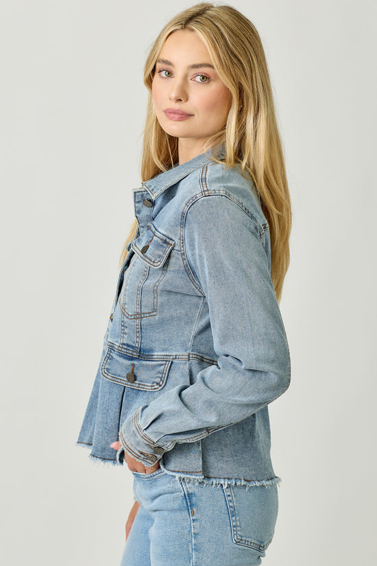 DENIM PEPLUM JACKET
