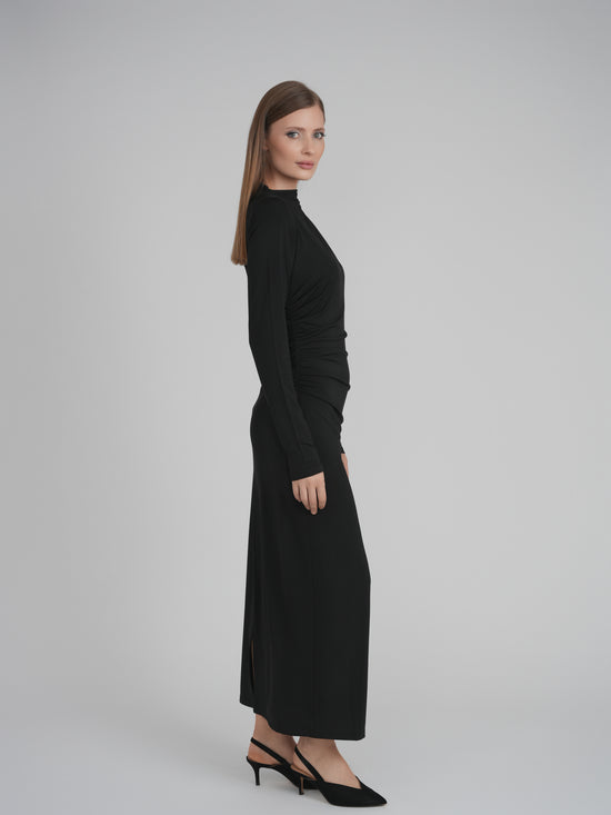 SIDE CINCH DRESS (BLACK)