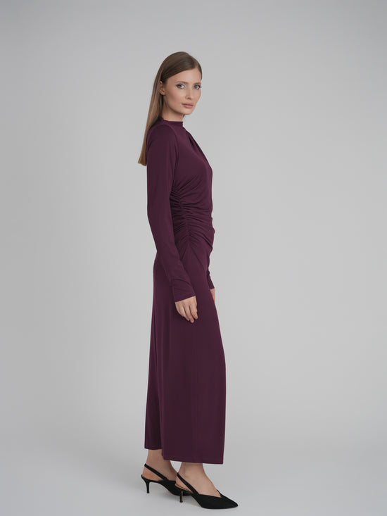 SIDE CINCH DRESS (BERRY)