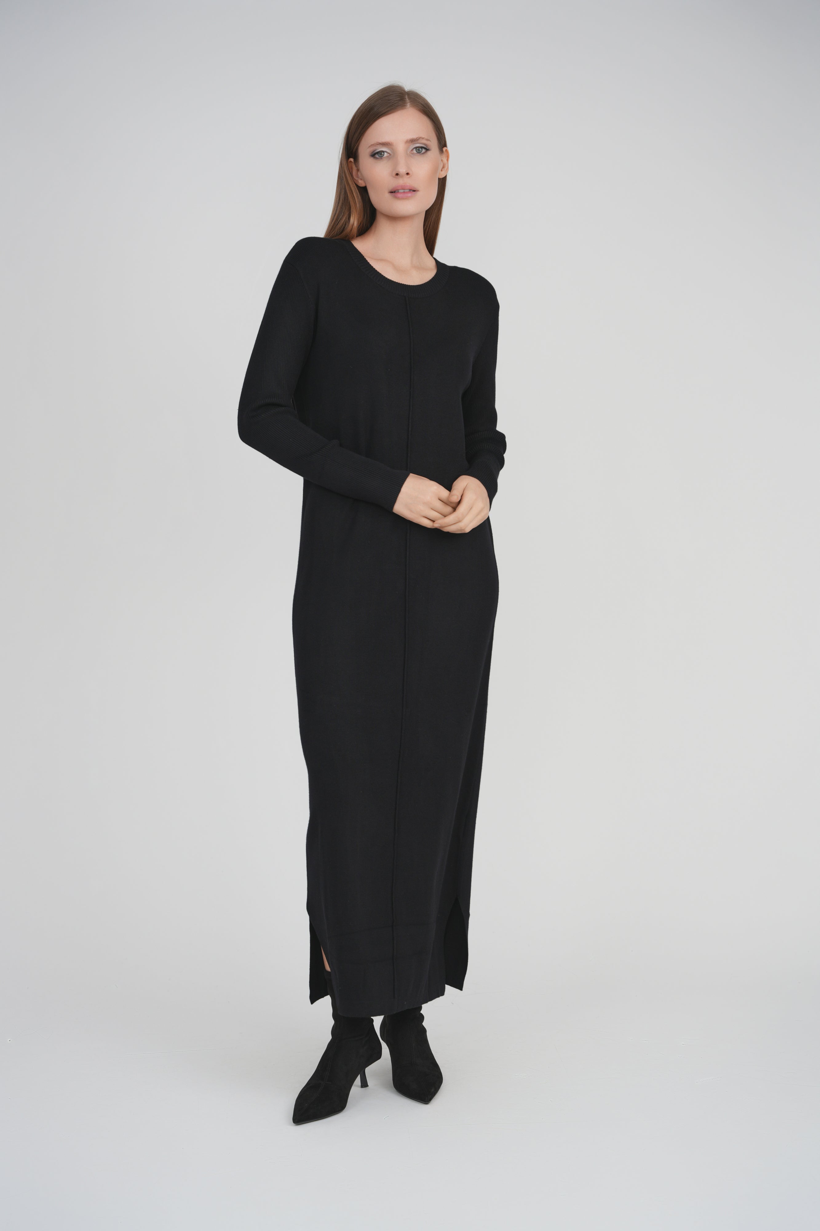 black maxi sweater dress SWEATER MAXI DRESS (BLACK) Black / XL