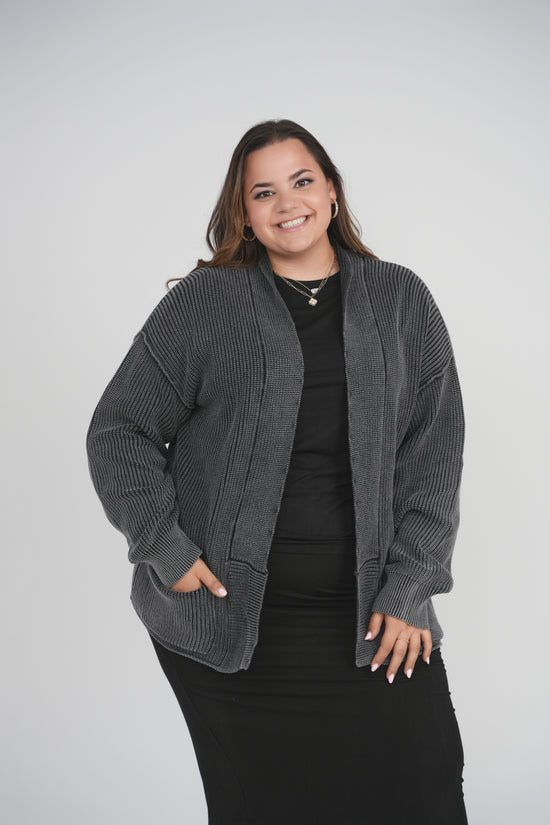ACID WASH CARDIGAN (ACID BLACK)
