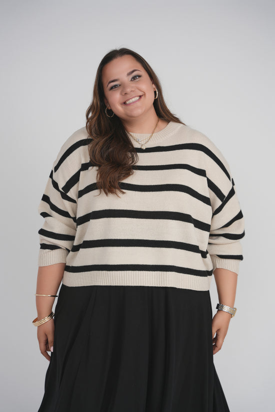STRIPED SWEATER (OATMEAL-BLACK)