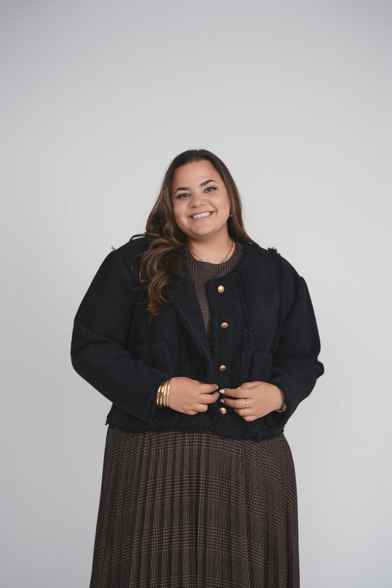 FRINGE TRIM JACKET (BLACK)