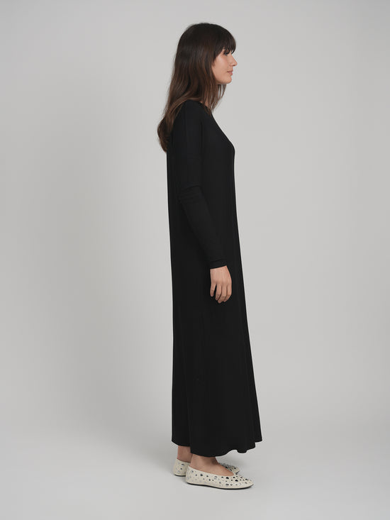 RIBBED MODAL MAXI DRESS (BLACK)