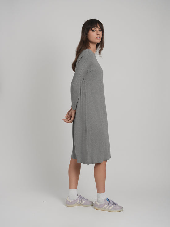 TUNIC DRESS SOLID JERSEY (CHARCOAL)