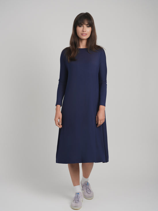 TUNIC DRESS SOLID JERSEY (NAVY)