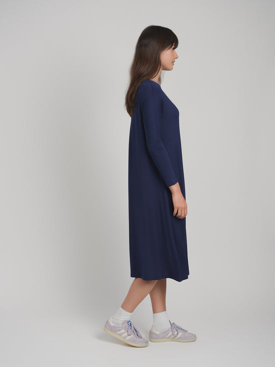 TUNIC DRESS SOLID JERSEY (NAVY)