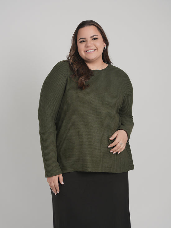 SKYE WAFFLE TOP (ARMY)