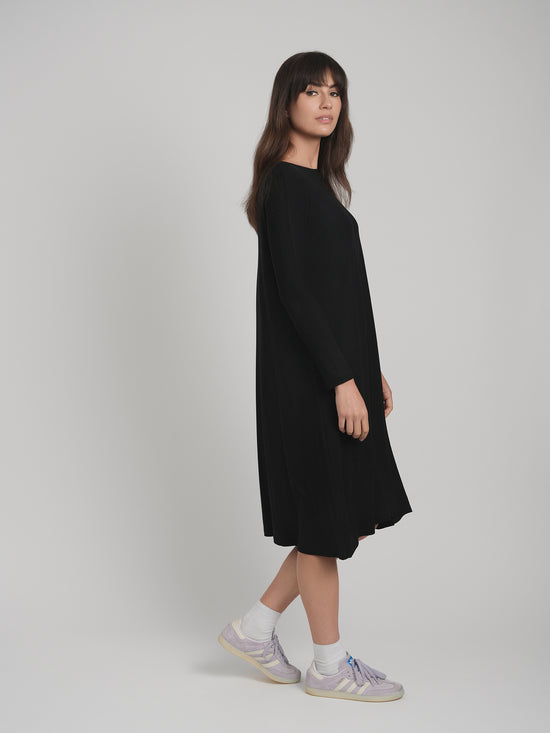 RIBBED TUNIC DRESS (BLACK)