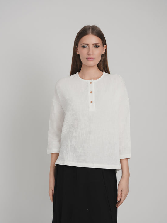 SQUARE HENLEY TOP (WHITE)