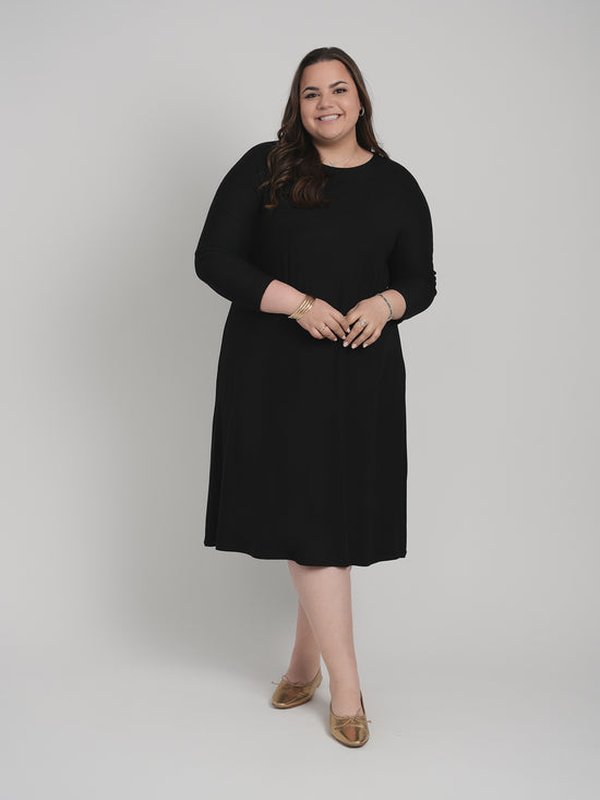 TUNIC DRESS SOLID JERSEY (BLACK)