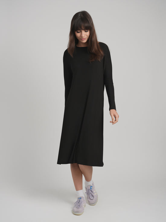 TUNIC DRESS SOLID JERSEY (BLACK)
