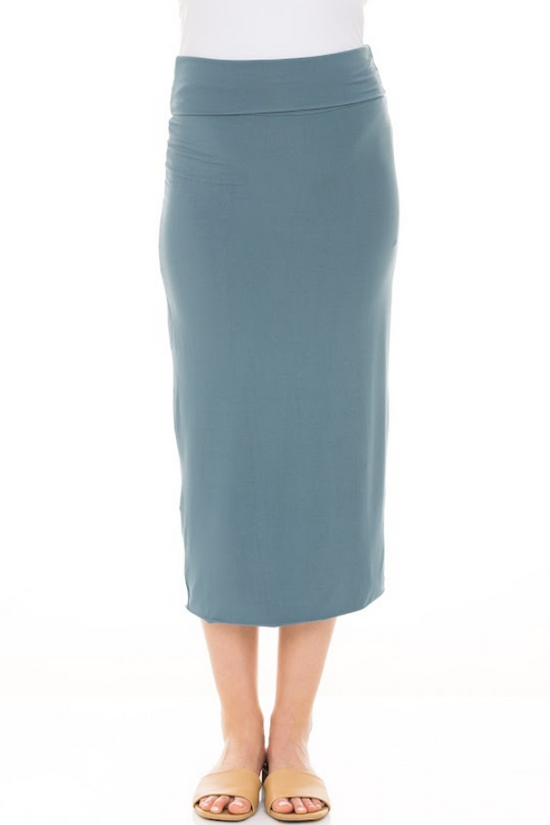 MODAL MIDI SLIM SKIRT (MARINE)