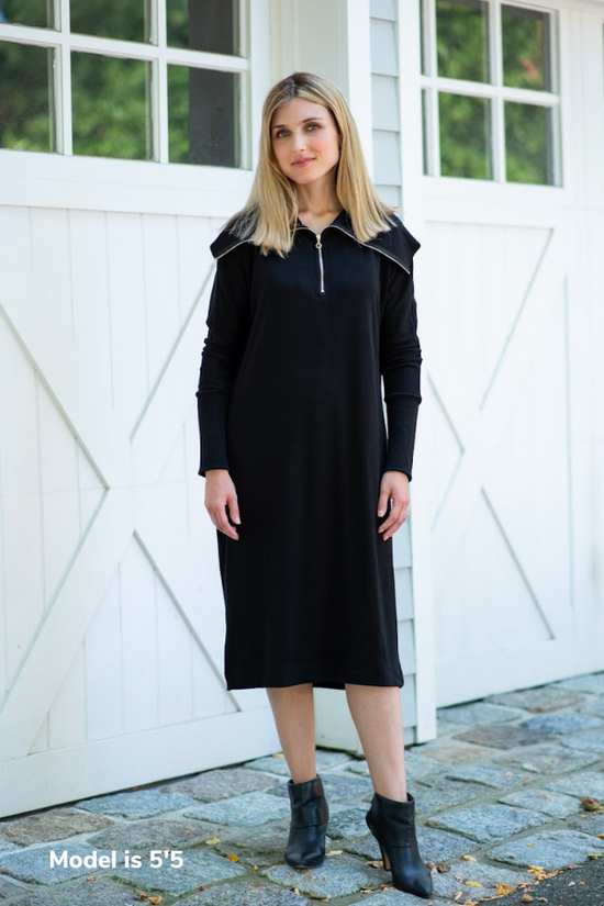 HALF ZIP DRESS (BLACK)
