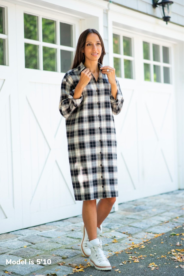 Long sleeve flannel shirt top dress
