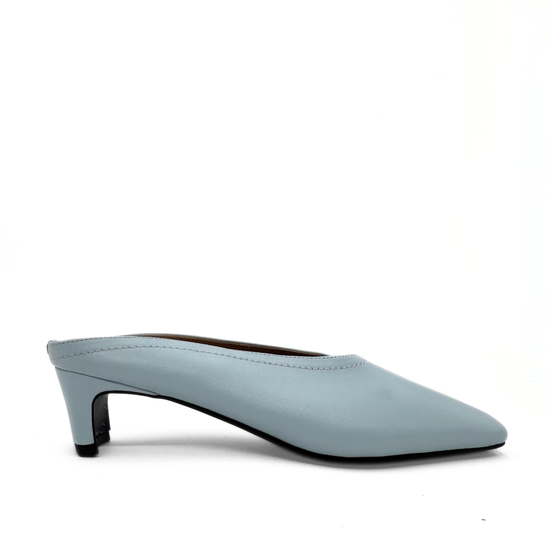 Junie Heeled Leather Mule (BLUE)