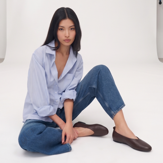 Erika II Leather Ballet Flats (BROWN)