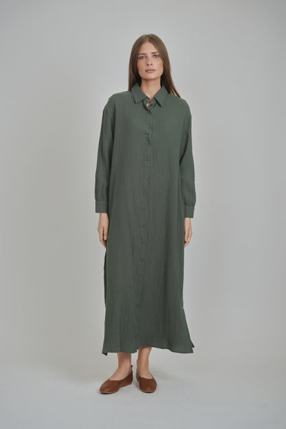 MAXI GAUZE SHIRT DRESS