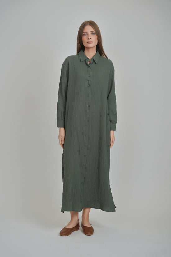 MAXI GAUZE SHIRT DRESS