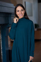 RIBBED MOCK NECK DRESS (TEAL)