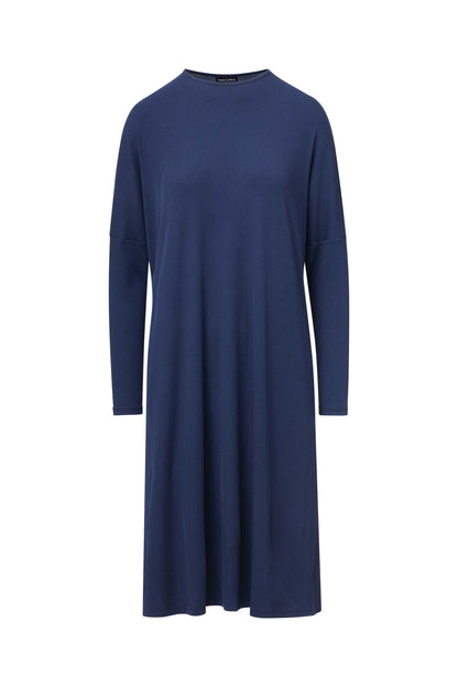 RIBBED CREW NECK DRESS (NAVY)