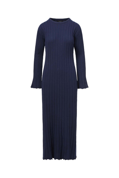 RIBBED MAXI SWEATER DRESS (NAVY)