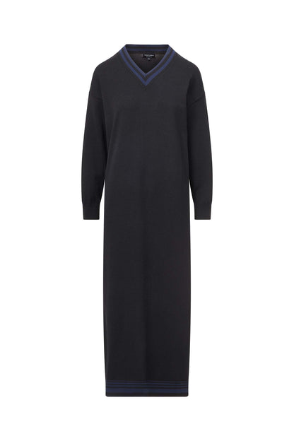 VARSITY SWEATER DRESS (BLACK/NAVY)