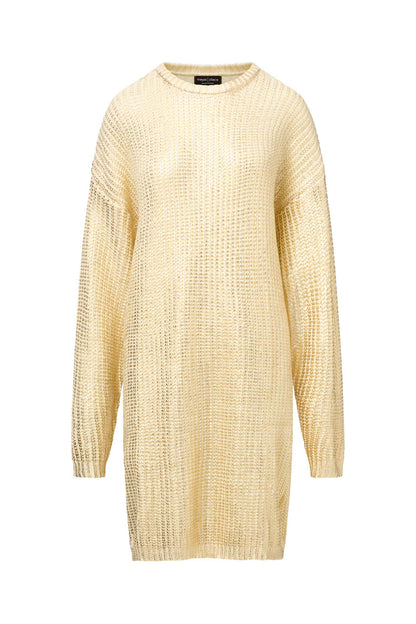 *PLUS SIZE METALLIC SWEATER DRESS (GOLD)