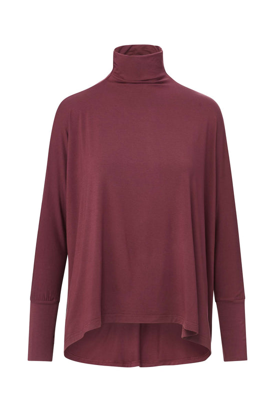 MODAL FLOWY TURTLENECK TOP (MERLOT)