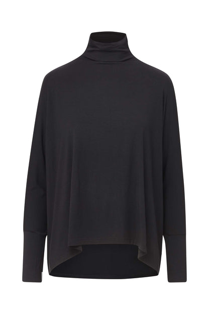 MODAL FLOWY TURTLENECK TOP (BLACK)