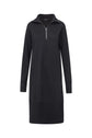 ZIP FRONT SWEATSHIRT DRESS (BLACK)