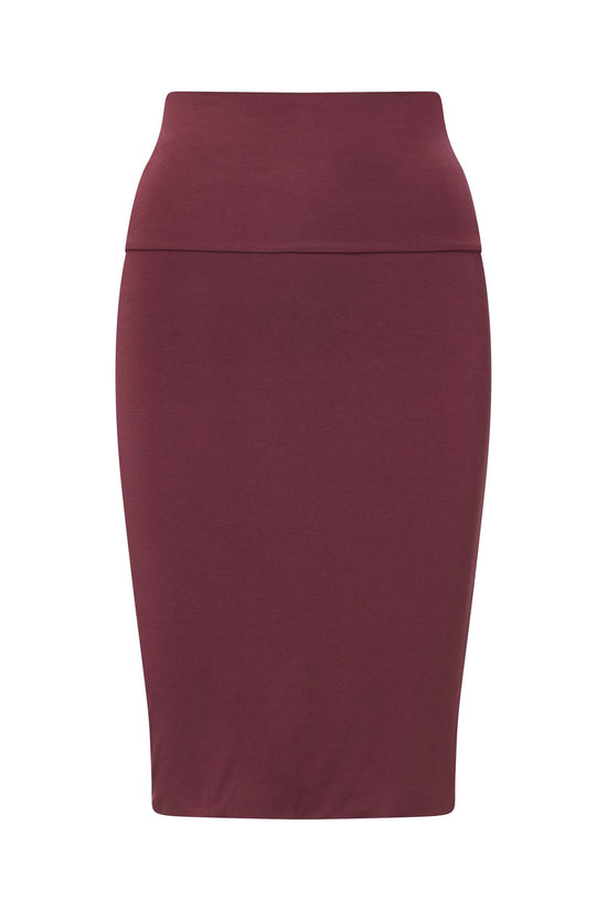 MODAL PENCIL SLIM SKIRT (MERLOT)