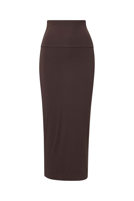 MODAL MIDI SLIM SKIRT (BROWN)