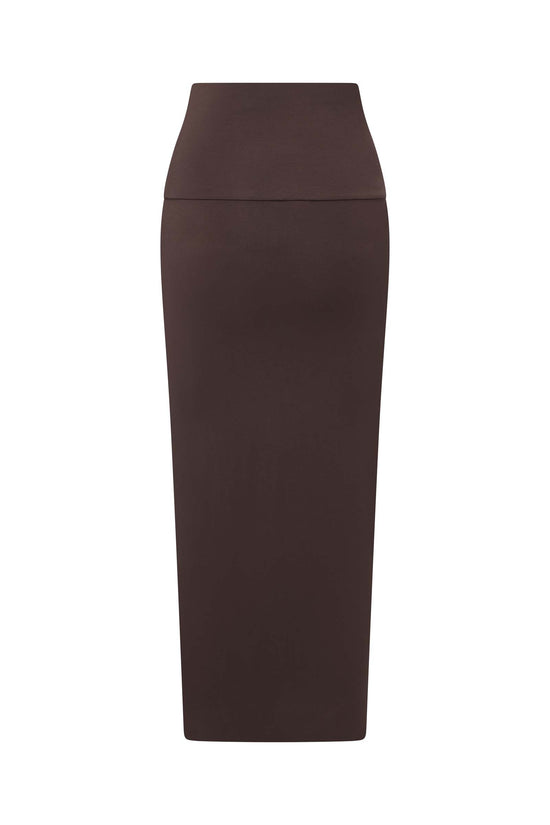 MODAL MIDI SLIM SKIRT (BROWN)