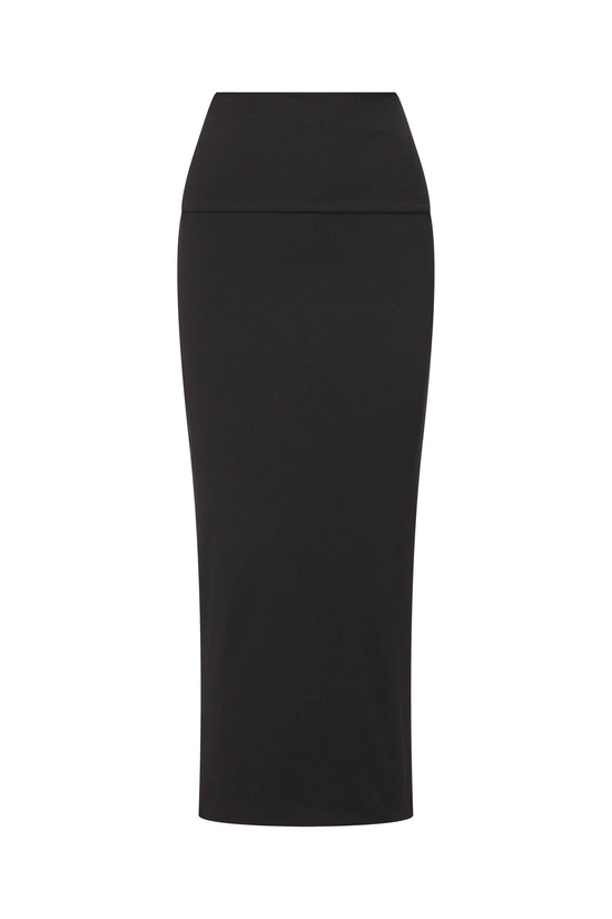 RIBBED MODAL MIDI SLIM SKIRT