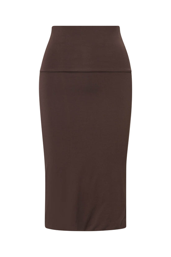 MODAL PENCIL SLIM SKIRT (BROWN)