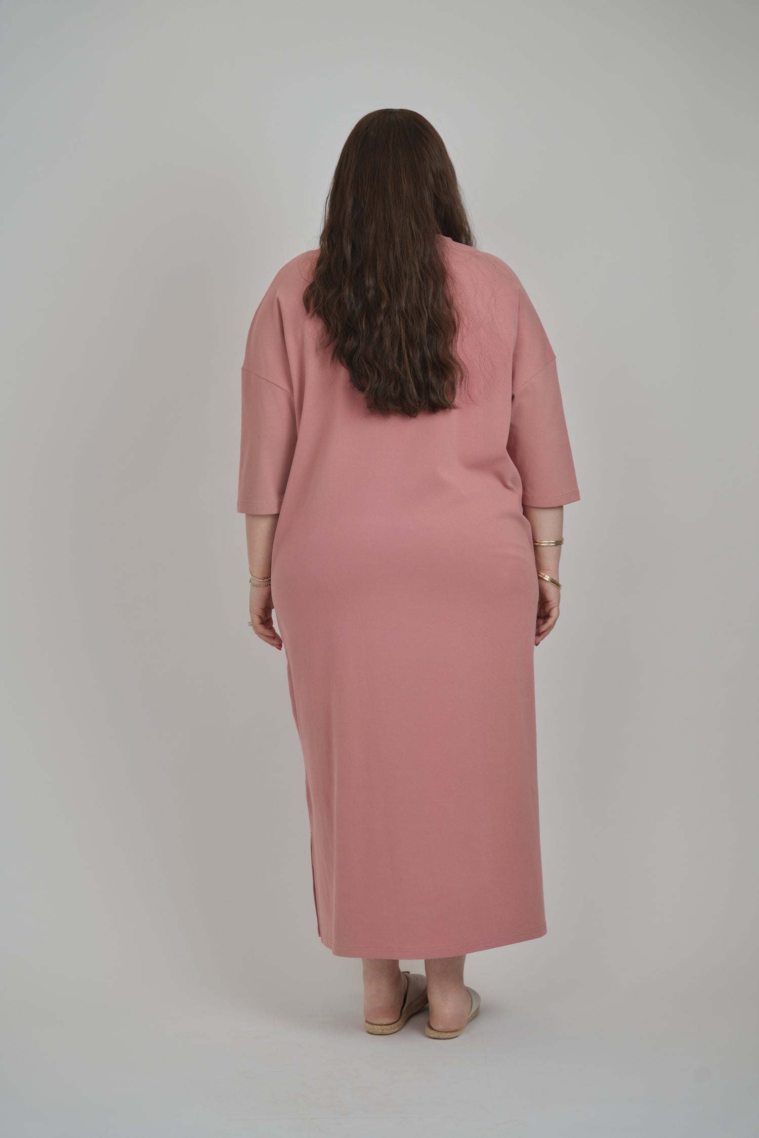 pink t shirt maxi dress MAXI T-SHIRT DRESS (ROSE) Rose / L
