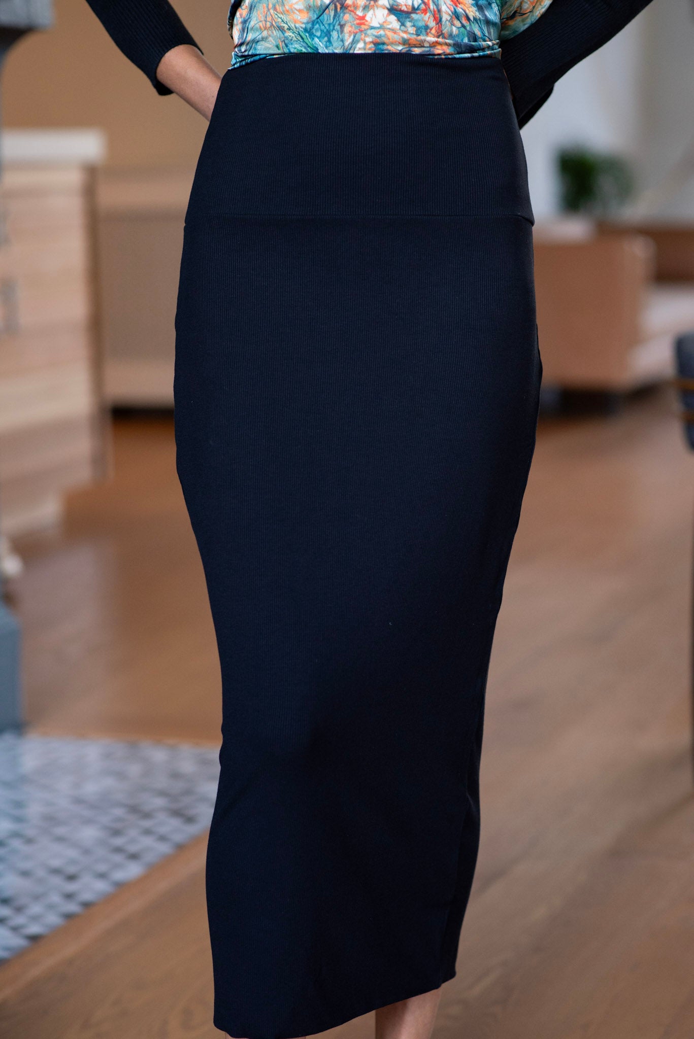 Navy blue 2025 ribbed skirt