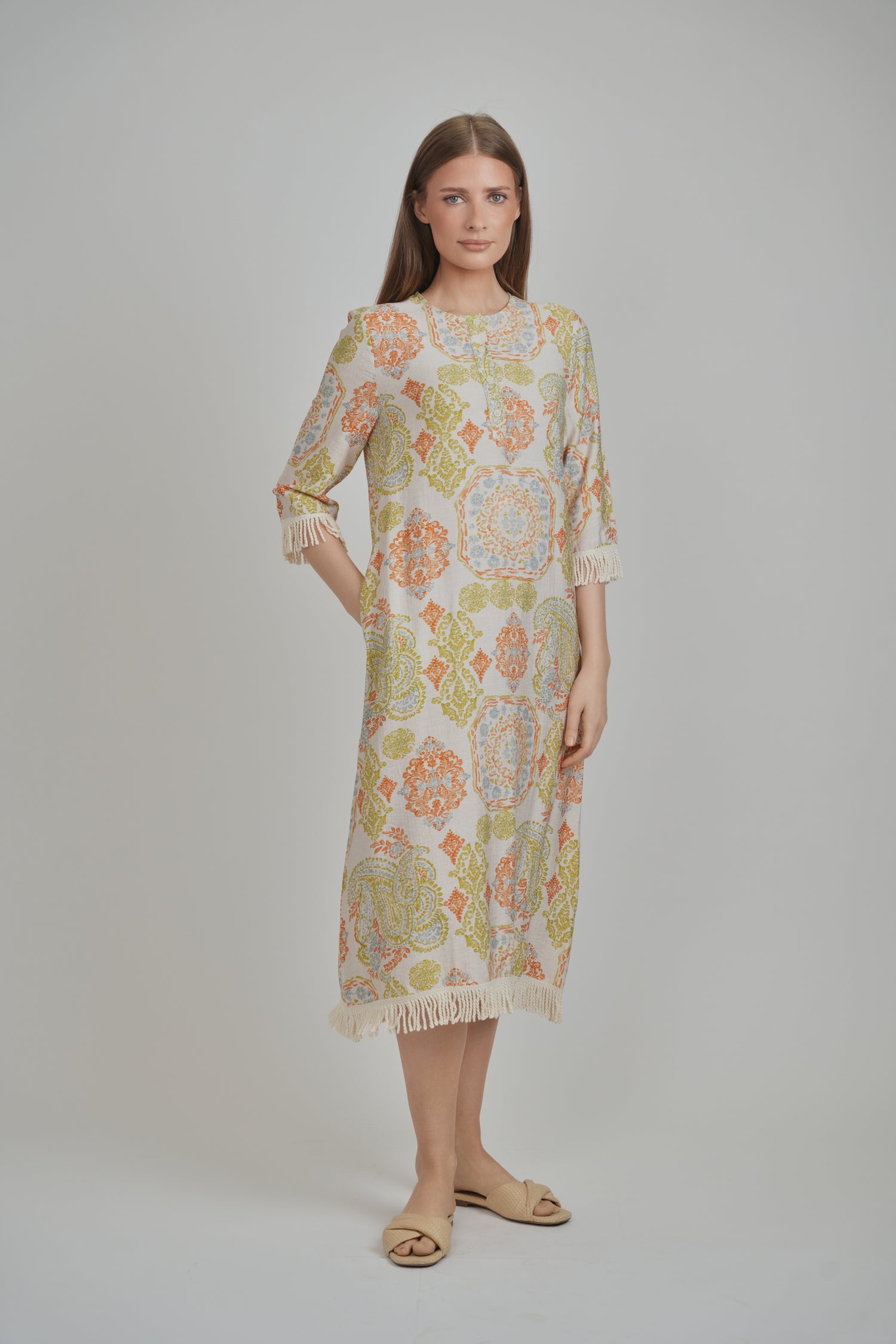 Beach HOUSE DRESS (ORANGE PAISLEY) Orange Paisley / L
