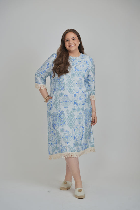 BEACH HOUSE DRESS (BLUE PAISLEY)