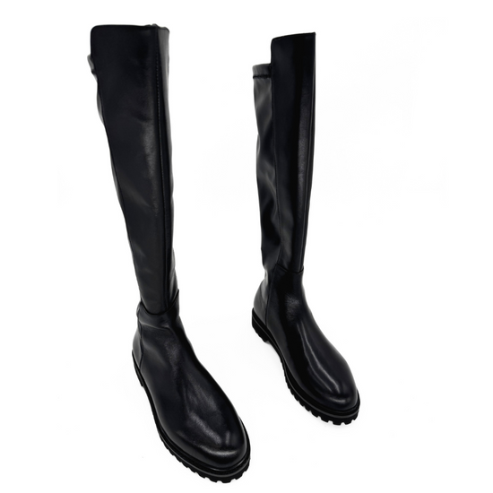 Susan Tall Lug Sole Boots (BLACK LEATHER)