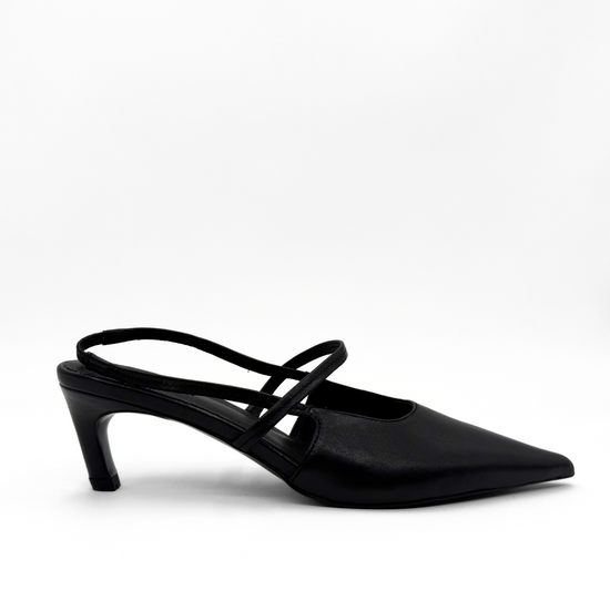 Connie Slingback Heels (BLACK LEATHER)