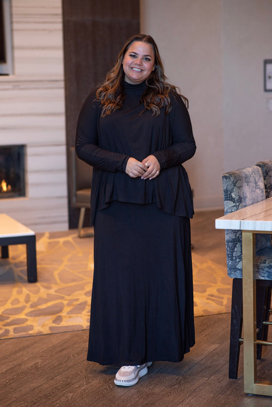 MODAL FLOWY TURTLENECK TOP (BLACK)