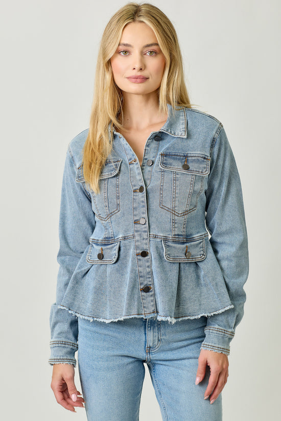 Denim peplum jacket