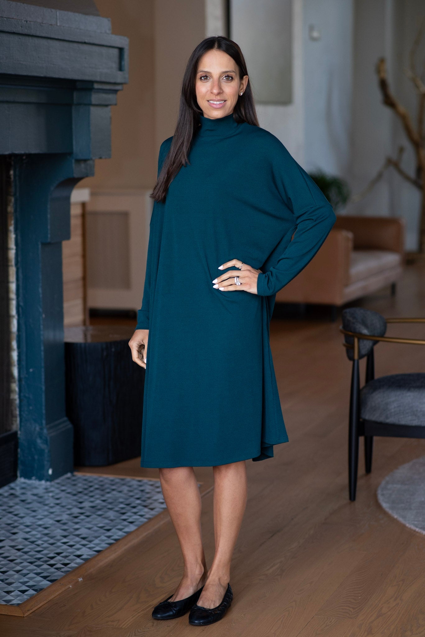 ribbed mock neck dress Ribbed Knit Mock Neck Mini Dress