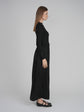 KNIT SATIN COMBO DRESS (BLACK)