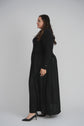 KNIT SATIN COMBO DRESS (BLACK)