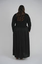 KNIT SATIN COMBO DRESS (BLACK)
